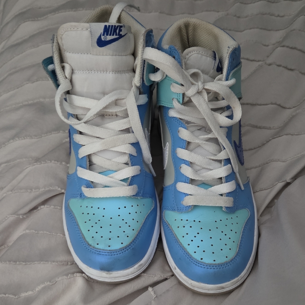 Nike Kids Light Blue and White High-Top Sneakers